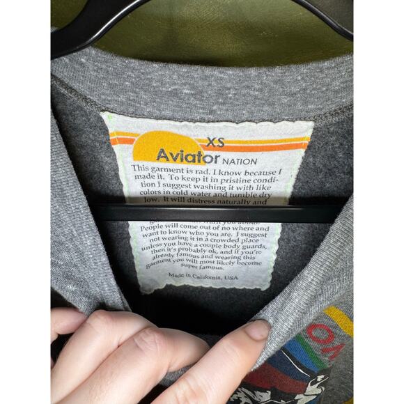 Aviator Nation NWOT Aspen Relaxed Crew Sweatshirt In Heather Grey Size XS - Picture 11 of 13
